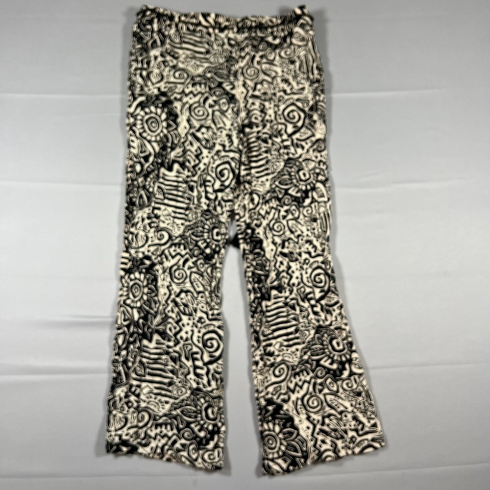 Sabrina Lauren Lounge Pants Women M Multicolor Abstract Print High Rise Wide Leg - Picture 2 of 9